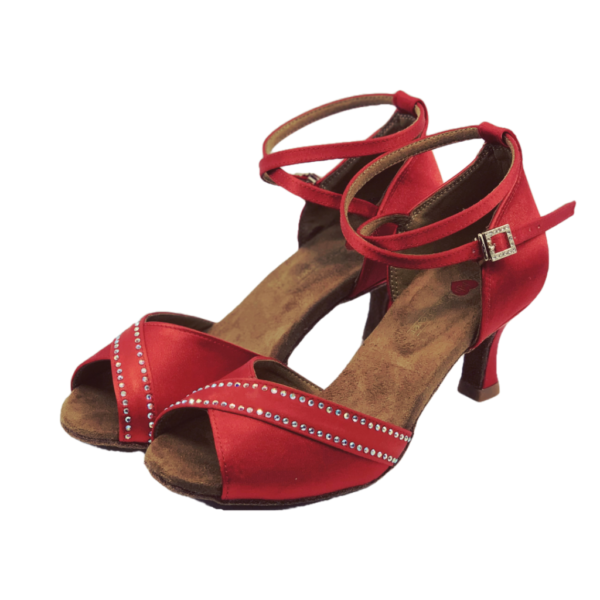 S210R - Ladies Red Rhinestone Open Toe Dance Sandal