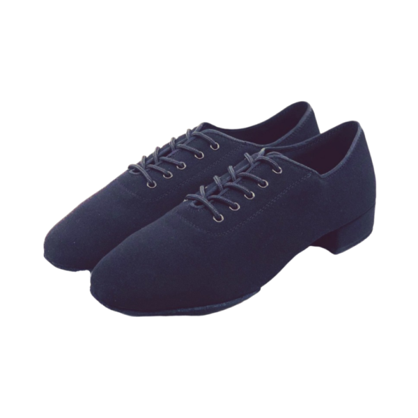 7791B - Gentlemen's Black Oxford Stretchy Lace Up Split Suede-sole Dance Shoes