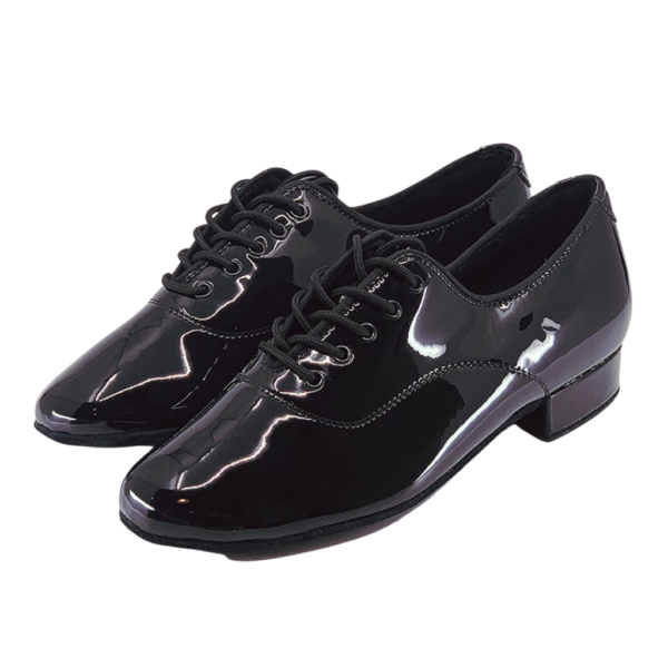 S8006P - Boy's and Men Black Patent Leather Suede Sole Standard Lace Up Dance Shoes