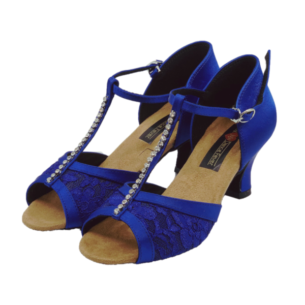 S7390 - Ladies Blue T-Bar Peep Toe Dance Sandal